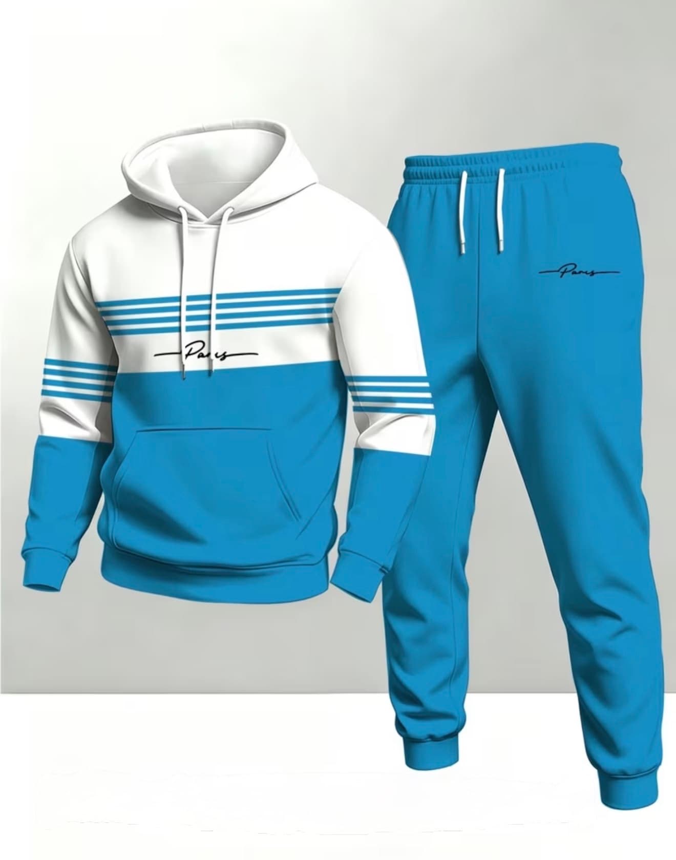 Ensemble sweat-shirt à capuche tendance automne-hiver pour homme, style streetwear décontracté.